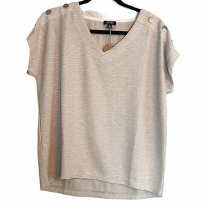 Jones New York Tan Short Sleeve Ribbed Top